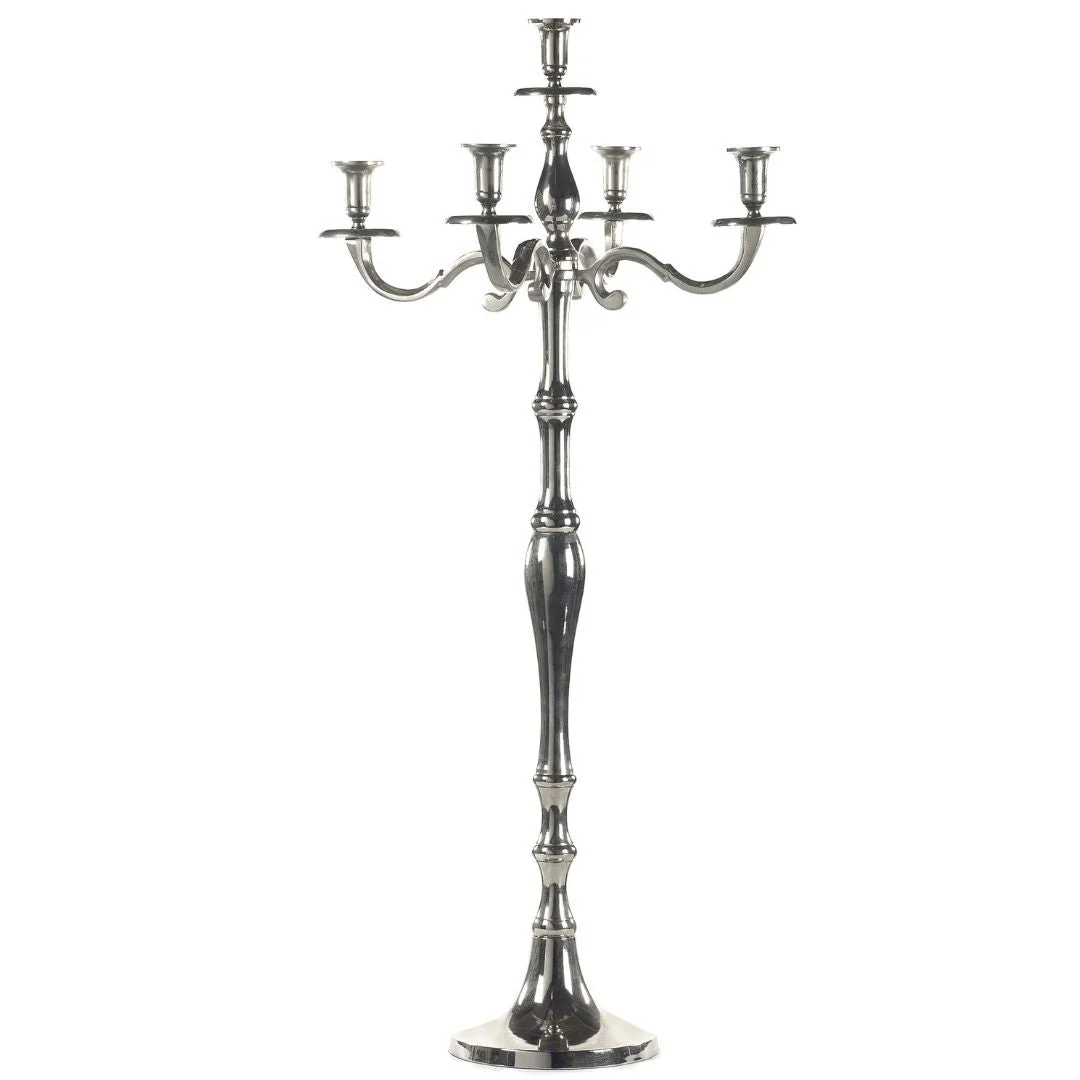 Vimin Box Candelabro 5 Fiamme H 60 Cm Alluminio Nichel