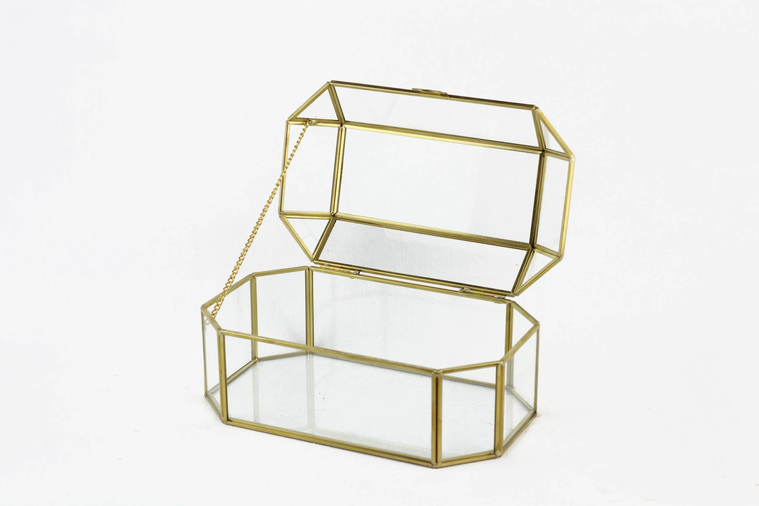 Vimin Box Cofanetto Ovale Vetro Metallo 21,6 x 13 Cm H 10 Cm Oro