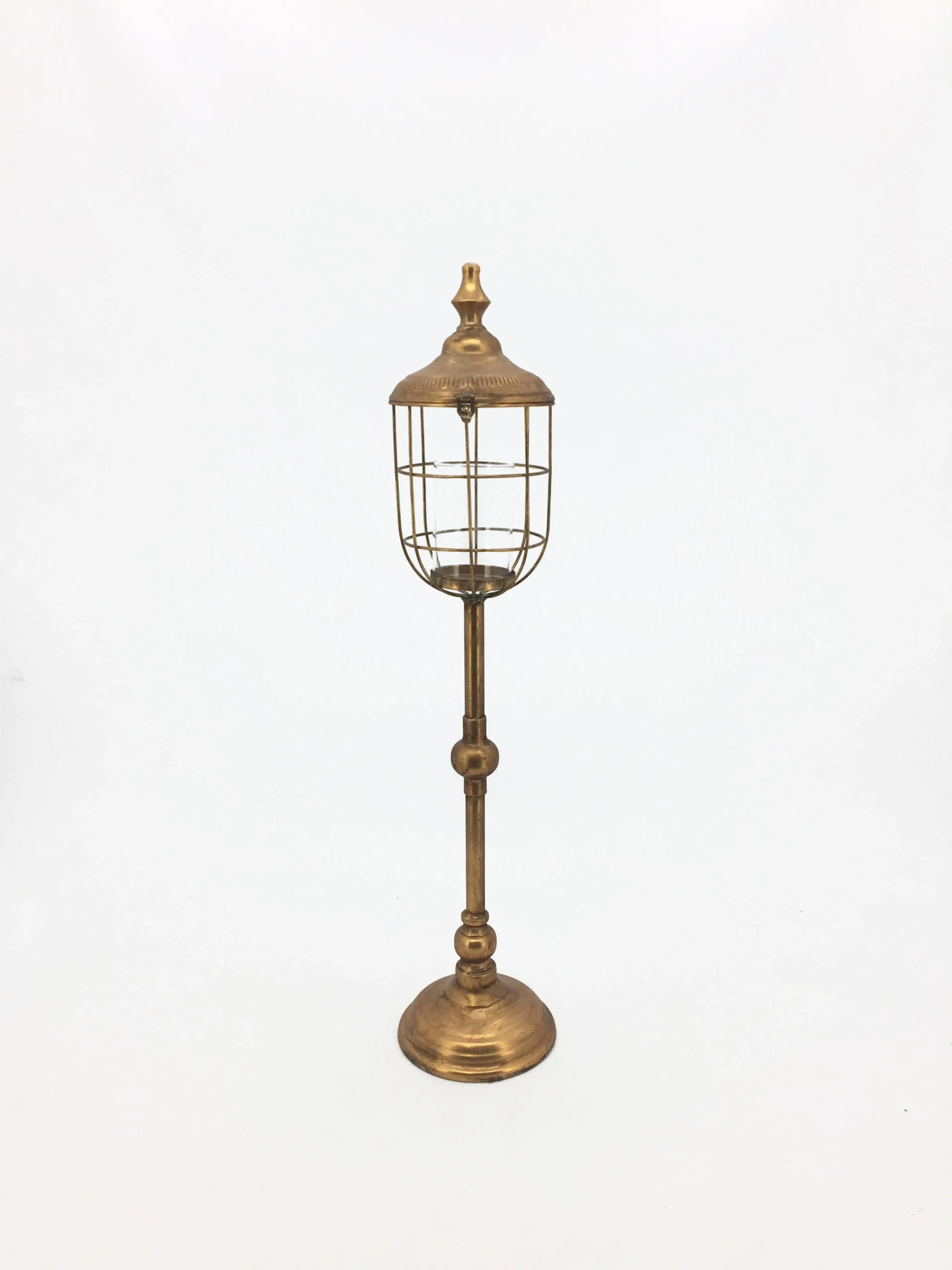 Vimin Box Lampioncino Semplice Portacandela D 17,5 Cm H 81 Cm Oro