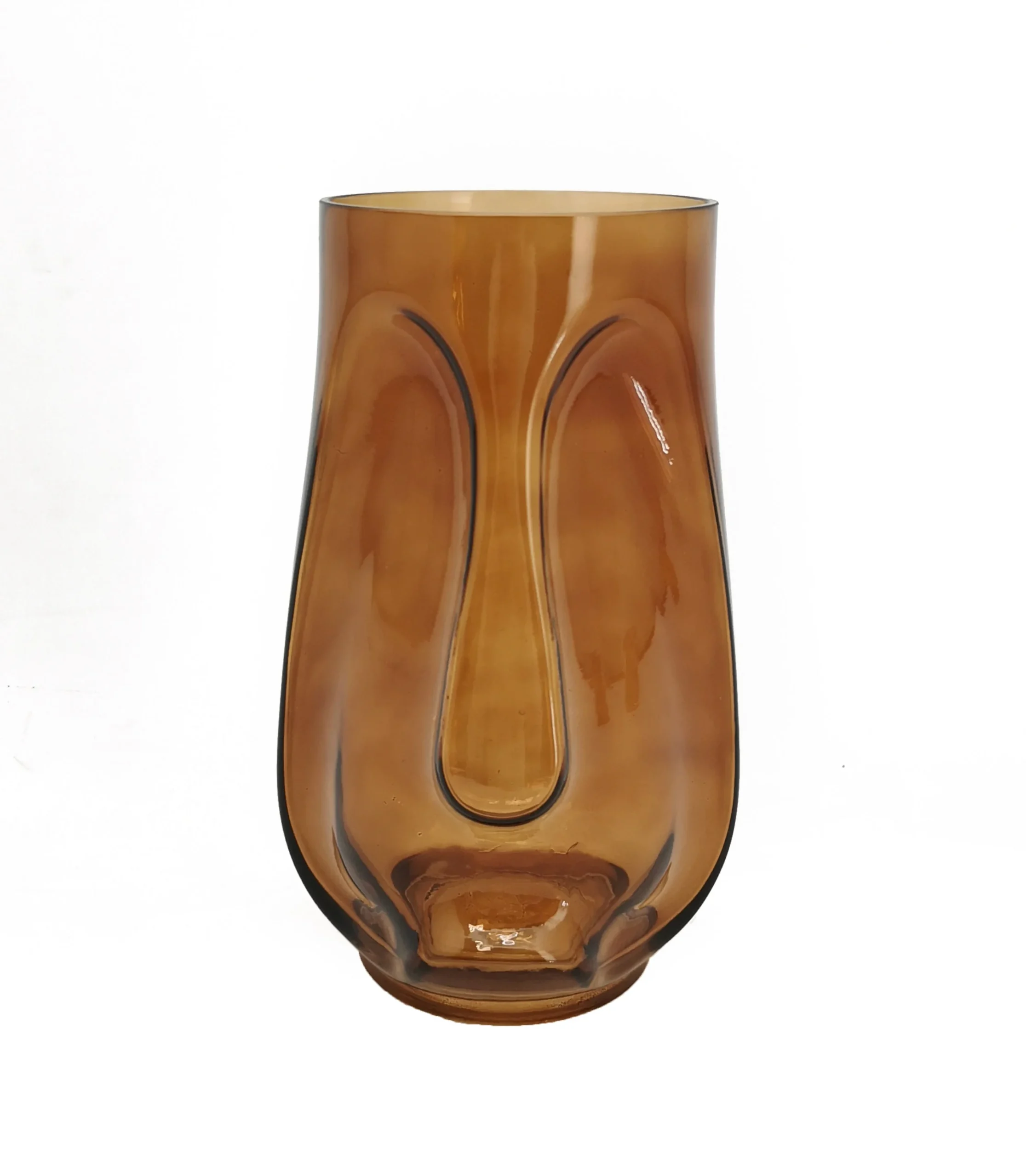 Vimin Box Vaso Testa Tribale Vetro D 14 - 19 Cm H 30 Cm Ambra