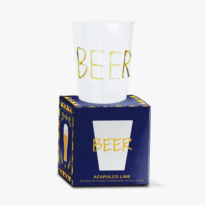 WD LifeStyle Bicchiere da Cocktail Vetro Borosilicato Cc  500 Ml Scritta Beer