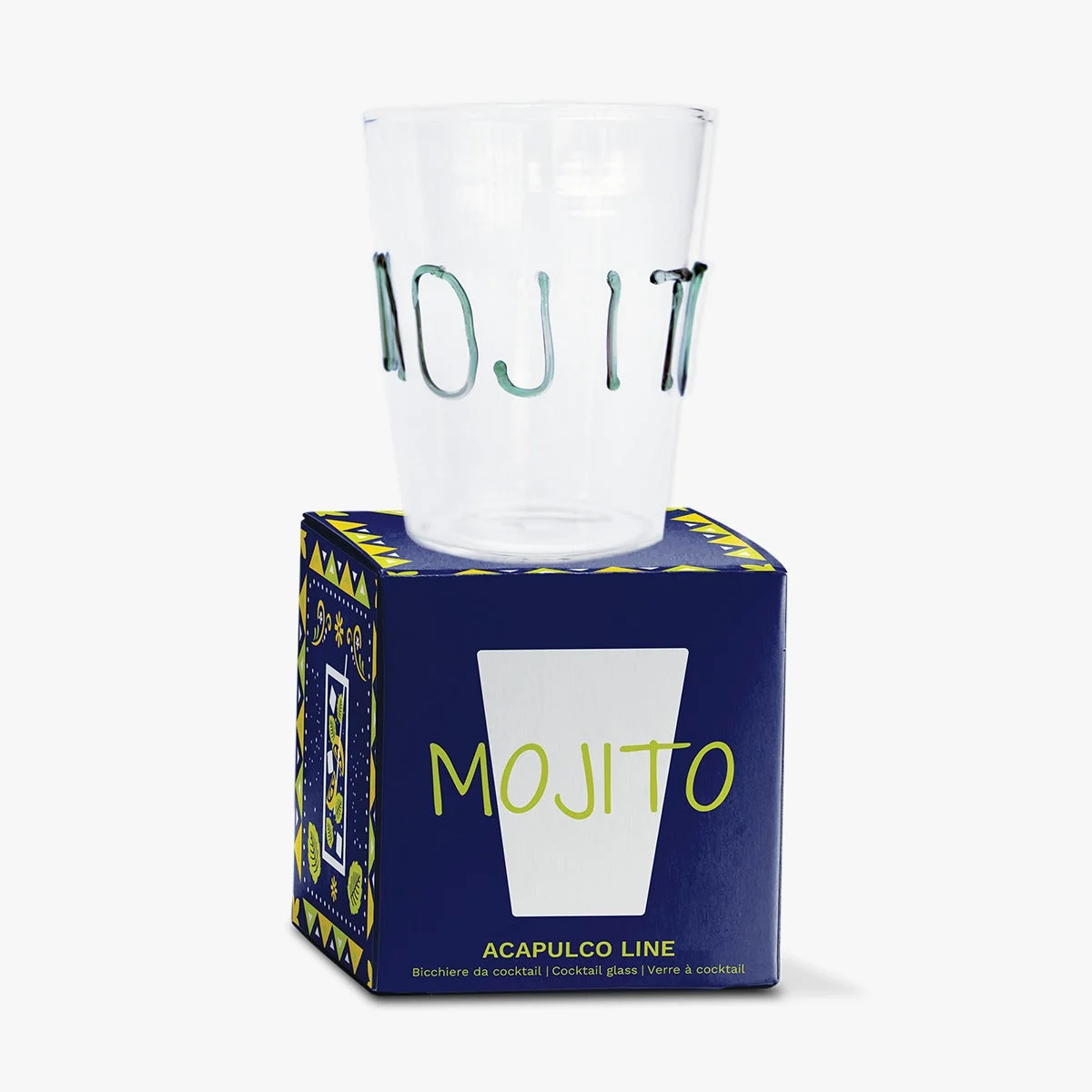 WD LifeStyle Bicchiere da Cocktail Vetro Borosilicato Cc  500 Ml Scritta Mojito