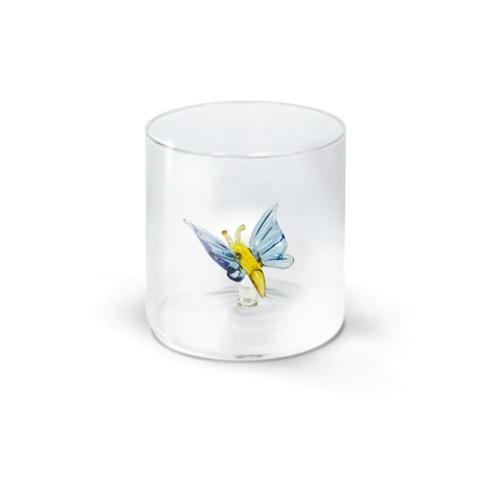 WD LifeStyle Bicchiere Vetro Borosilicato Cc 250 ml Decoro Farfalla