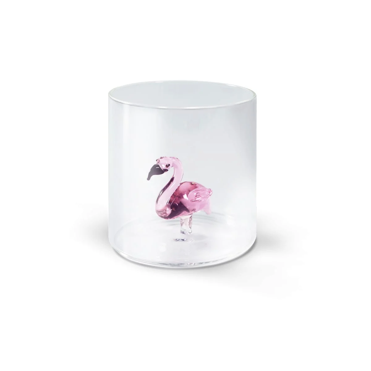 WD LifeStyle Bicchiere Vetro Borosilicato Cc 250 ml Decoro Fenicottero
