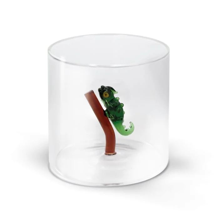 WD LifeStyle Bicchiere Vetro Borosilicato Cc 250 ml Decoro Geco
