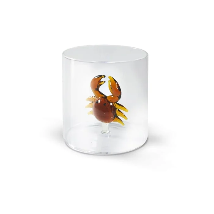 WD LifeStyle Bicchiere Vetro Borosilicato Cc 250 ml Decoro Granchio