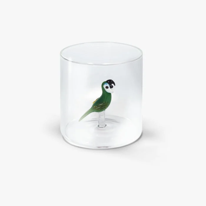 WD LifeStyle Bicchiere Vetro Borosilicato Cc 250 ml Decoro Pappagallo