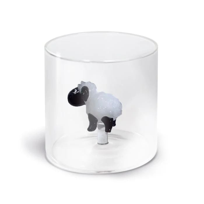 WD LifeStyle Bicchiere Vetro Borosilicato Cc 250 ml Decoro Pecora