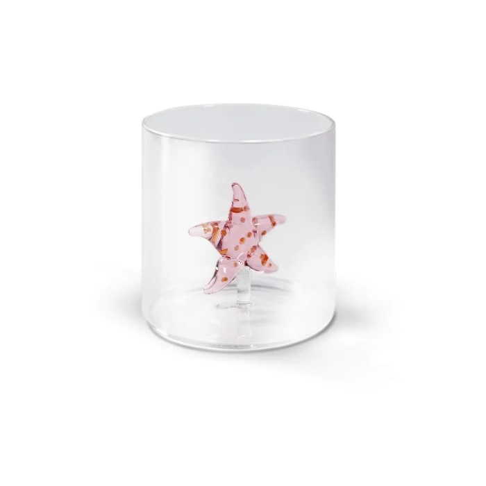 WD LifeStyle Bicchiere Vetro Borosilicato Cc 250 ml Decoro Stella Marina