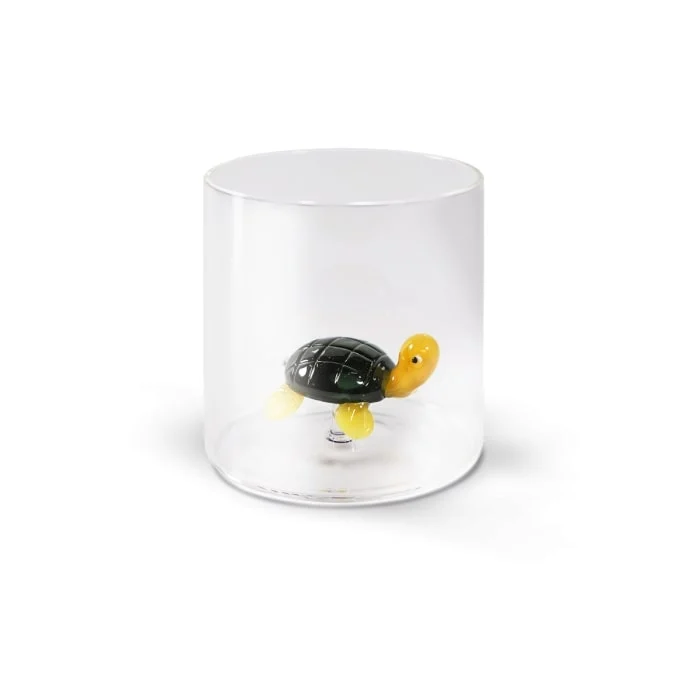WD LifeStyle Bicchiere Vetro Borosilicato Cc 250 ml Decoro Tartaruga