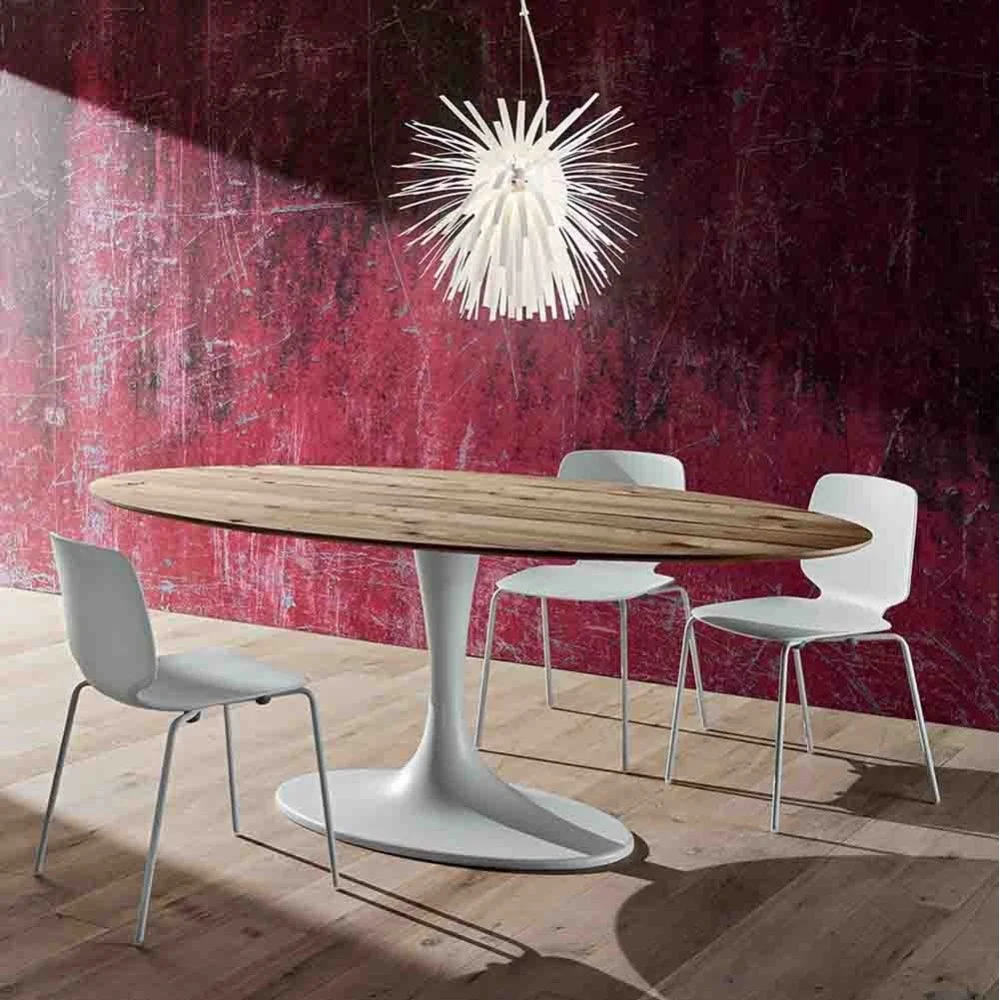 La Primavera Rudd tavolo ovale con piano in legno di rovere antico