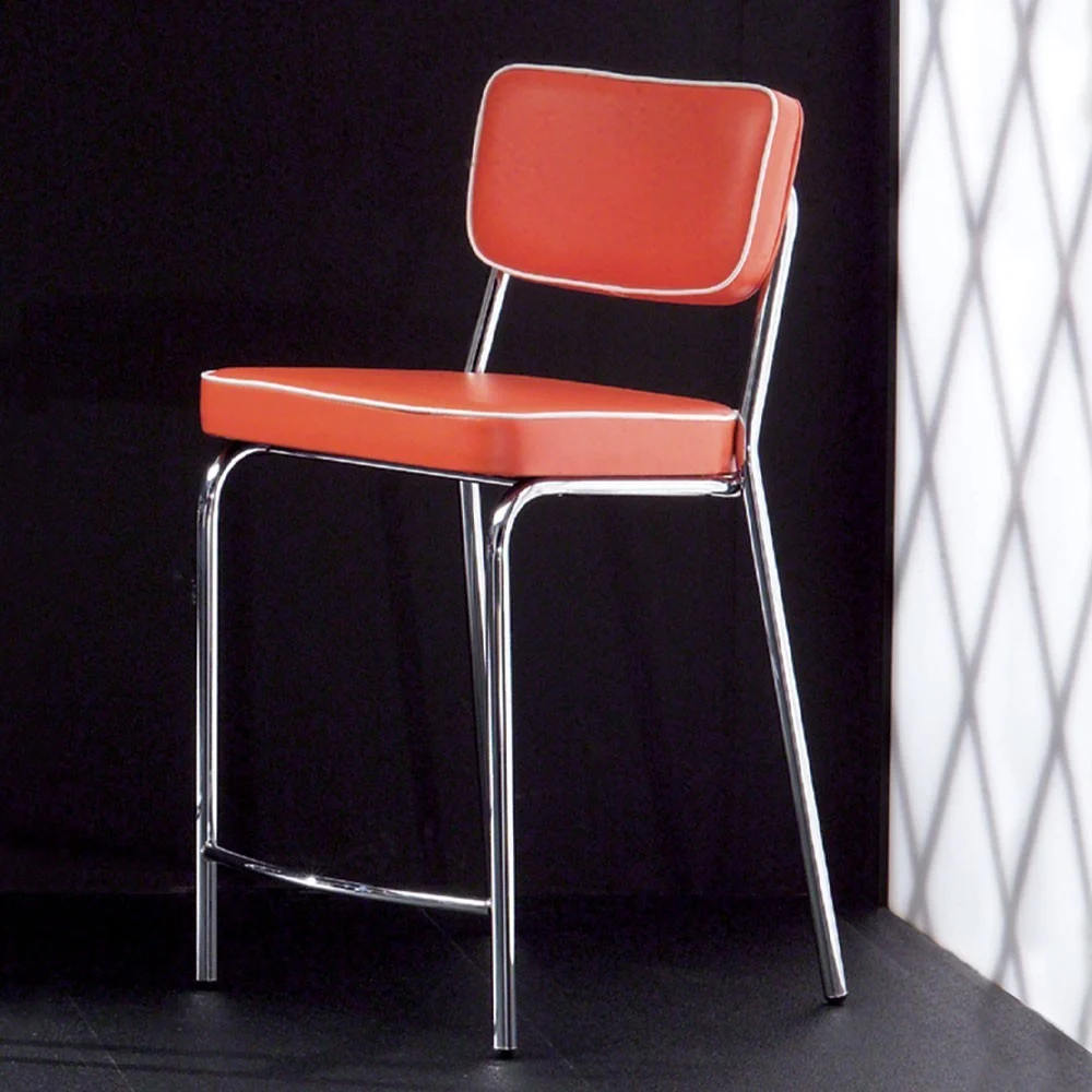Sgabello Hollywood cromato con sedile in ecopelle – La Seggiola