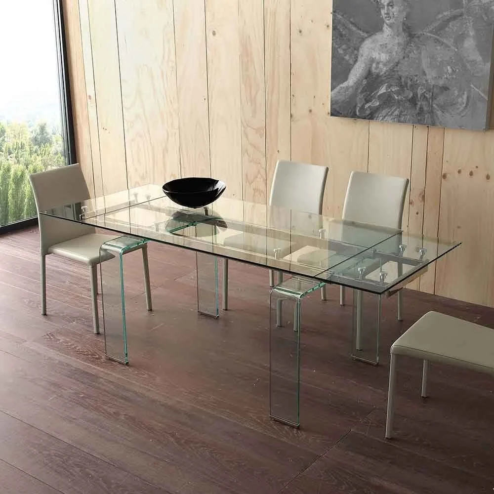 Tavolo Mini Glass allungabile in vetro per living e ufficio – La Seggiola
