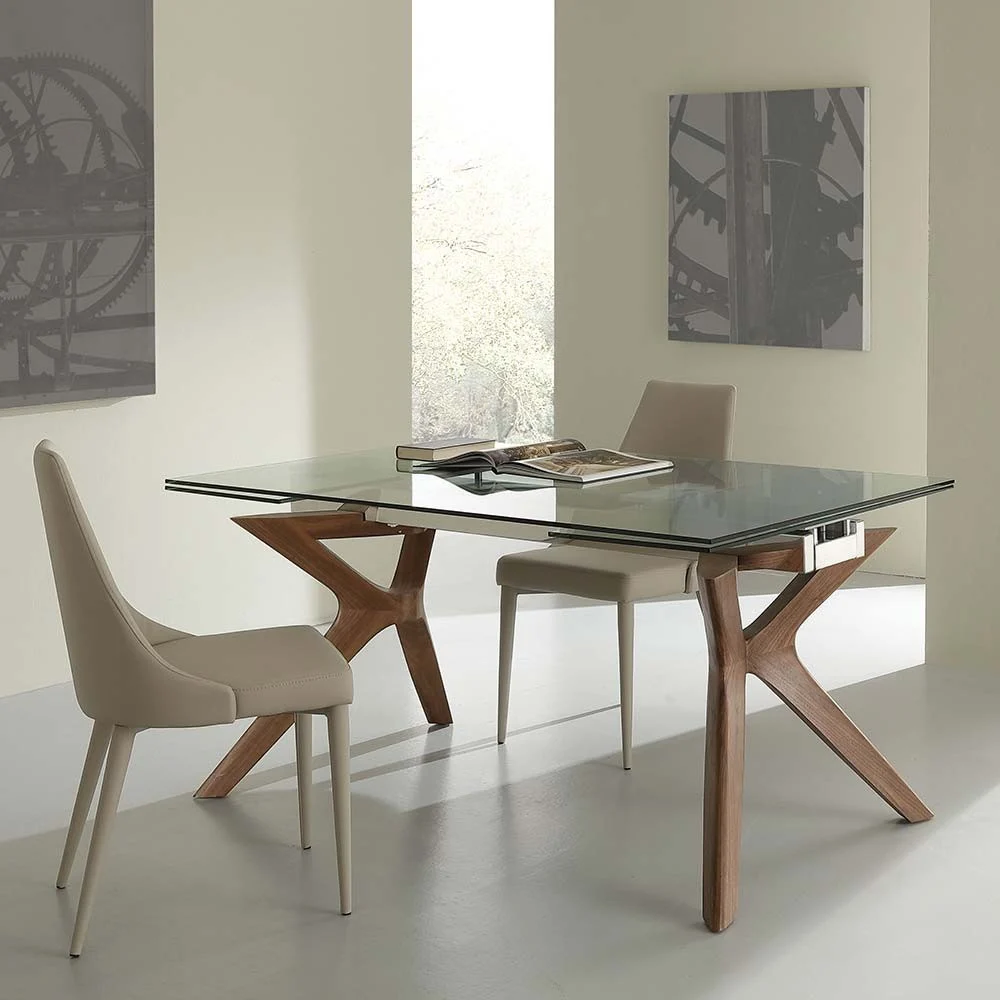 Tavolo Palladio allungabile in legno e vetro – La Seggiola