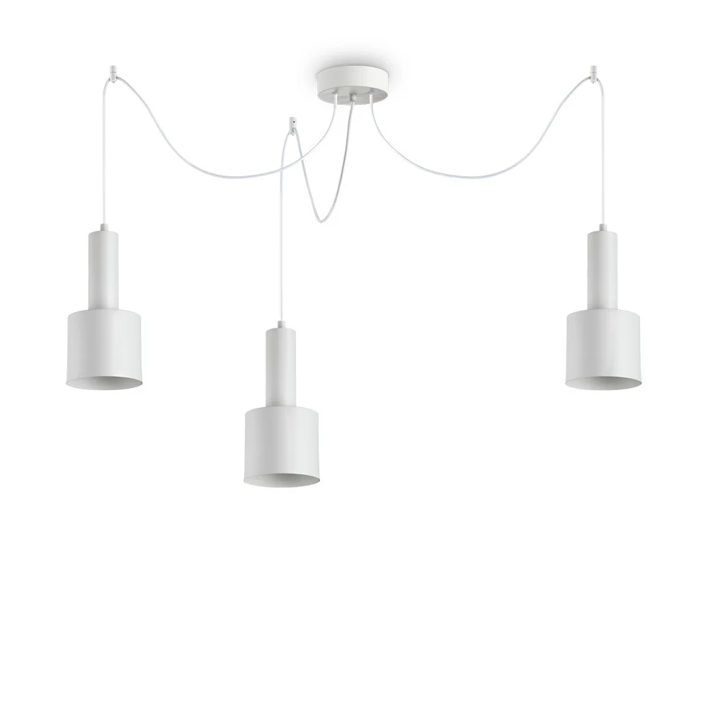 Lampada a sospensione Holly di Ideal Lux in metallo disponibile in tre finiture con cavo in tessuto