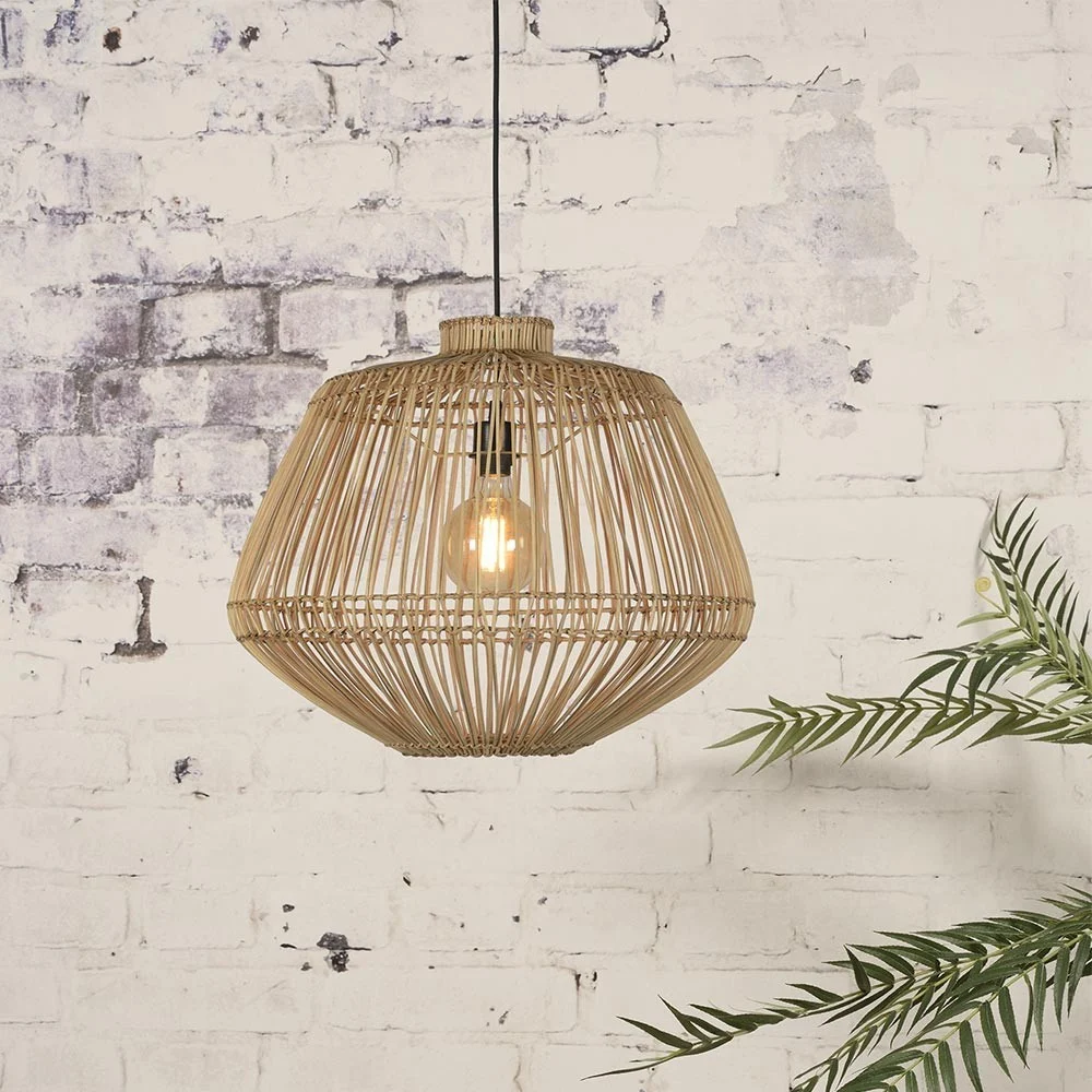 Lampada a sospensione in rattan naturale del Madagascar