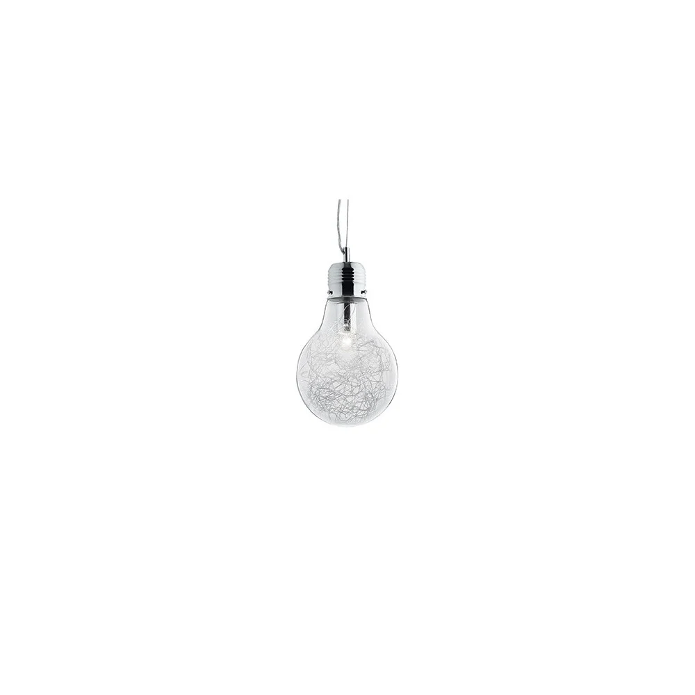 Lampada a Sospensione Luce Max a forma di lampada con struttura in metallo e vetro soffiato disponibile in piu versioni