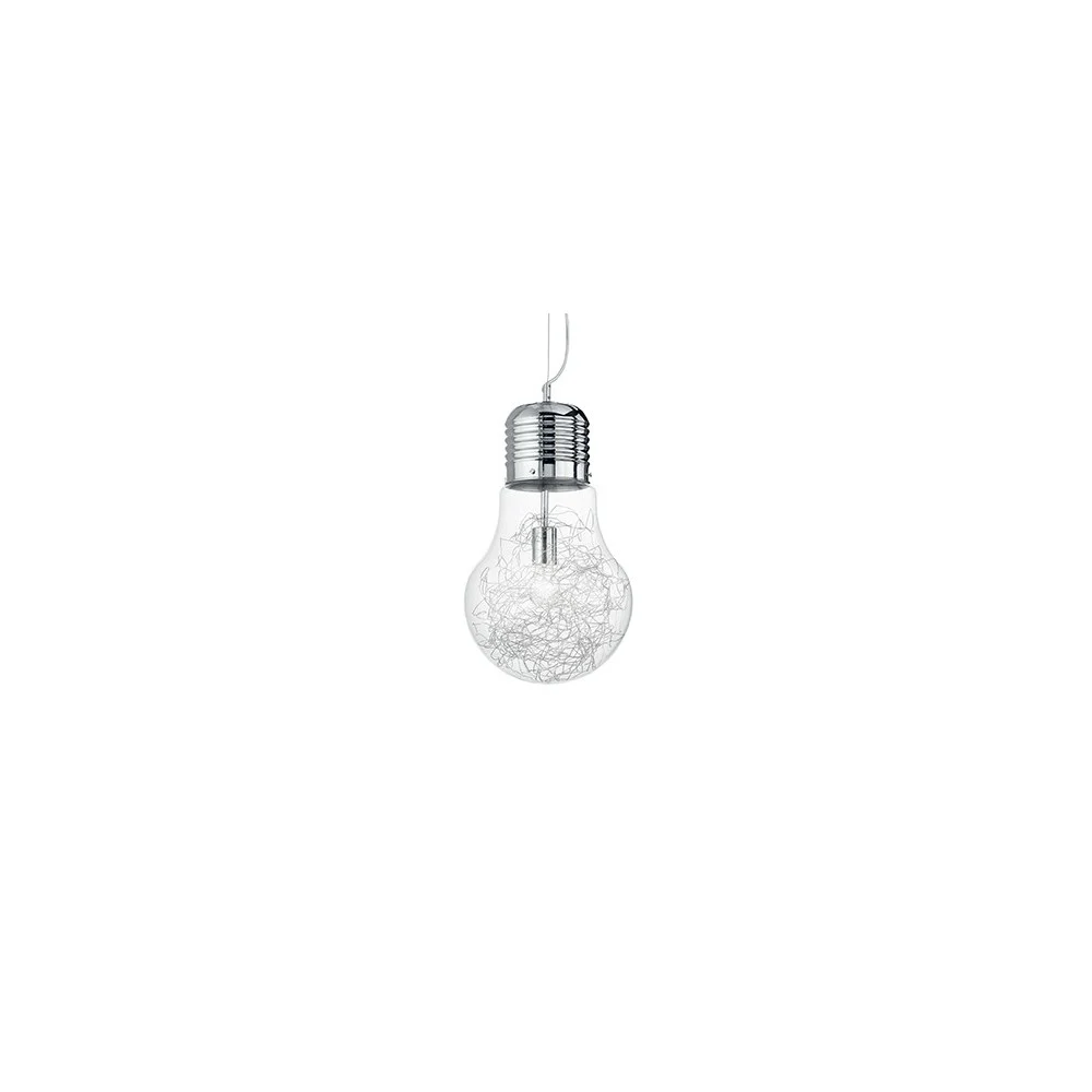 Lampada a Sospensione Luce Max disponibile a 1 o 3 luci. Struttura in metallo con vetro soffiato e decorato