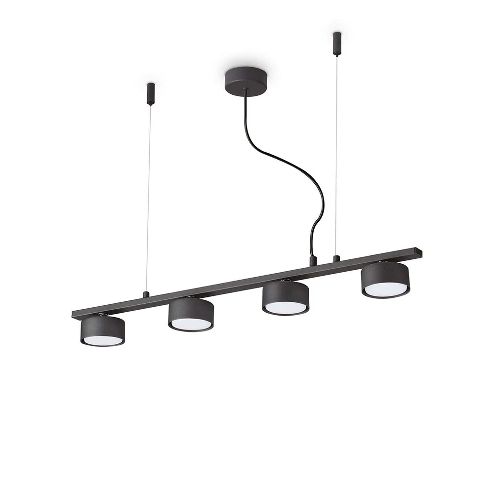 Lampada a sospensione Minor linear di Ideal-lux con montatura in metallo disponibile a 4 e 6 luci