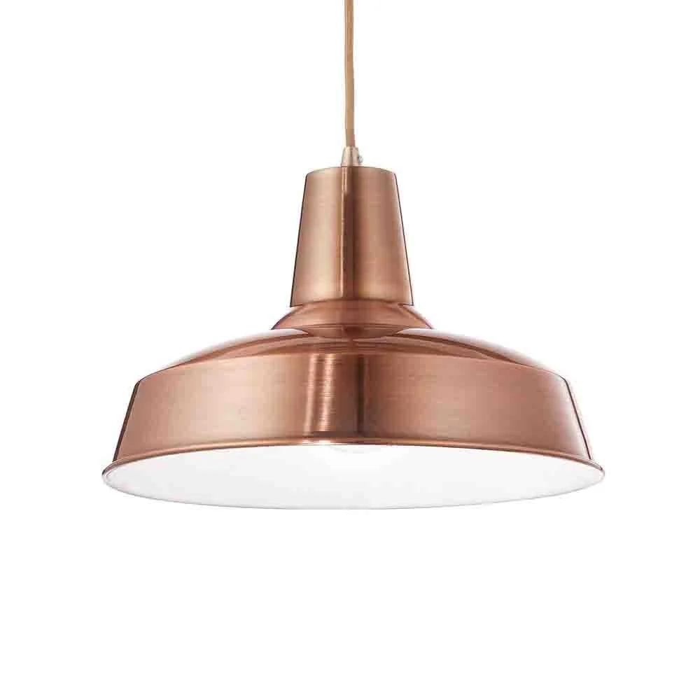 Lampada a sospensione Moby in metallo con interno bianco e esterno nero