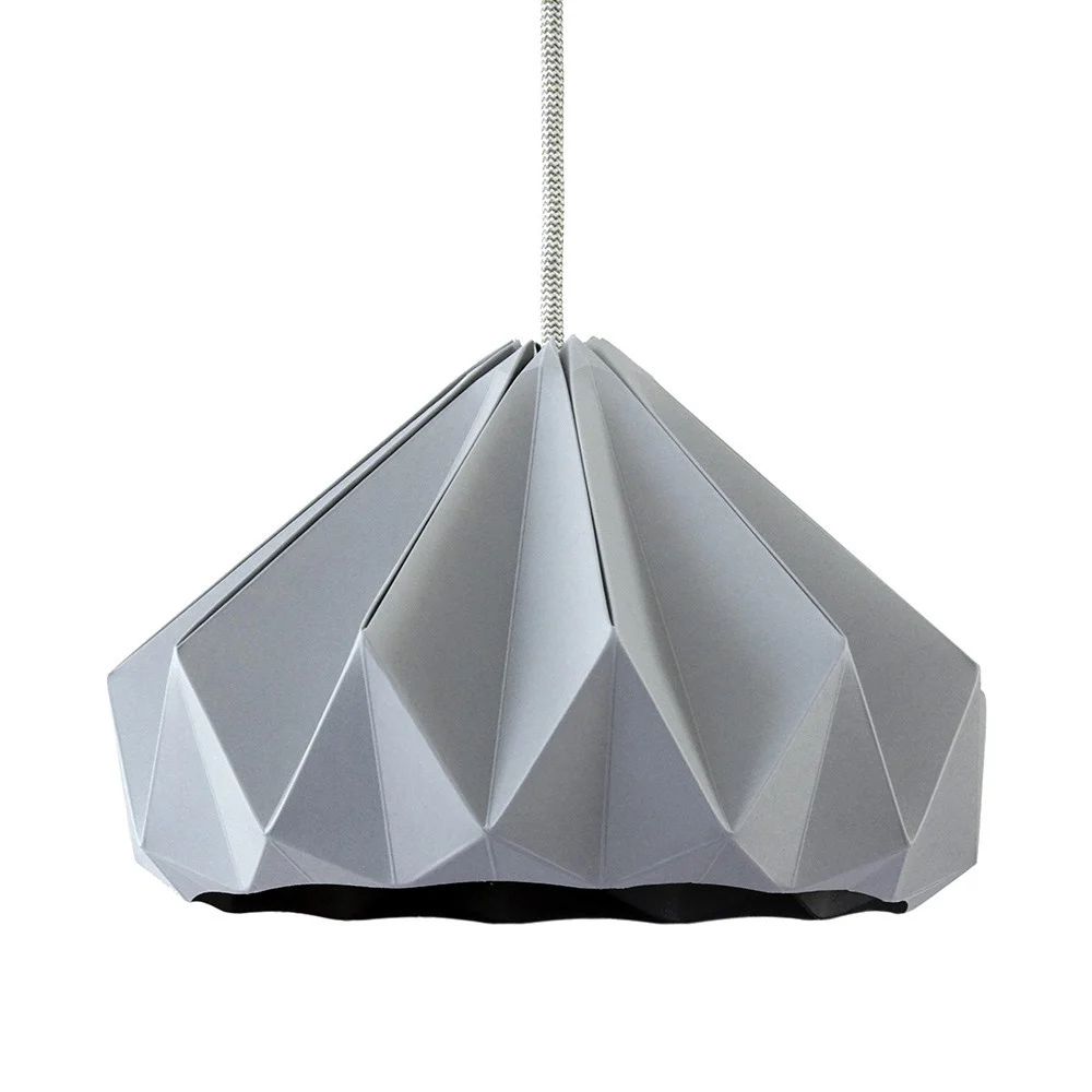 Lampada a sospensione origami in carta castagna grigia