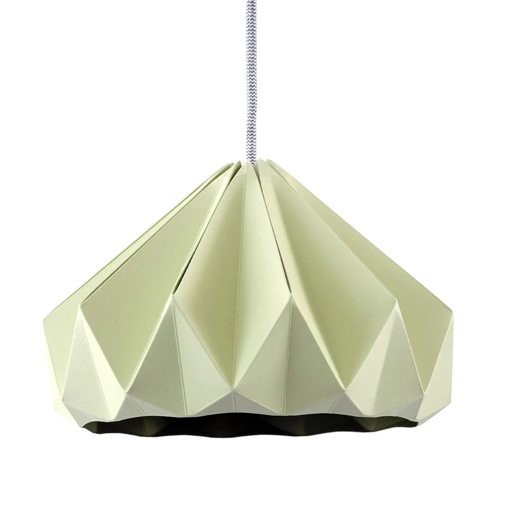 Lampada a sospensione origami in carta verde Castagna