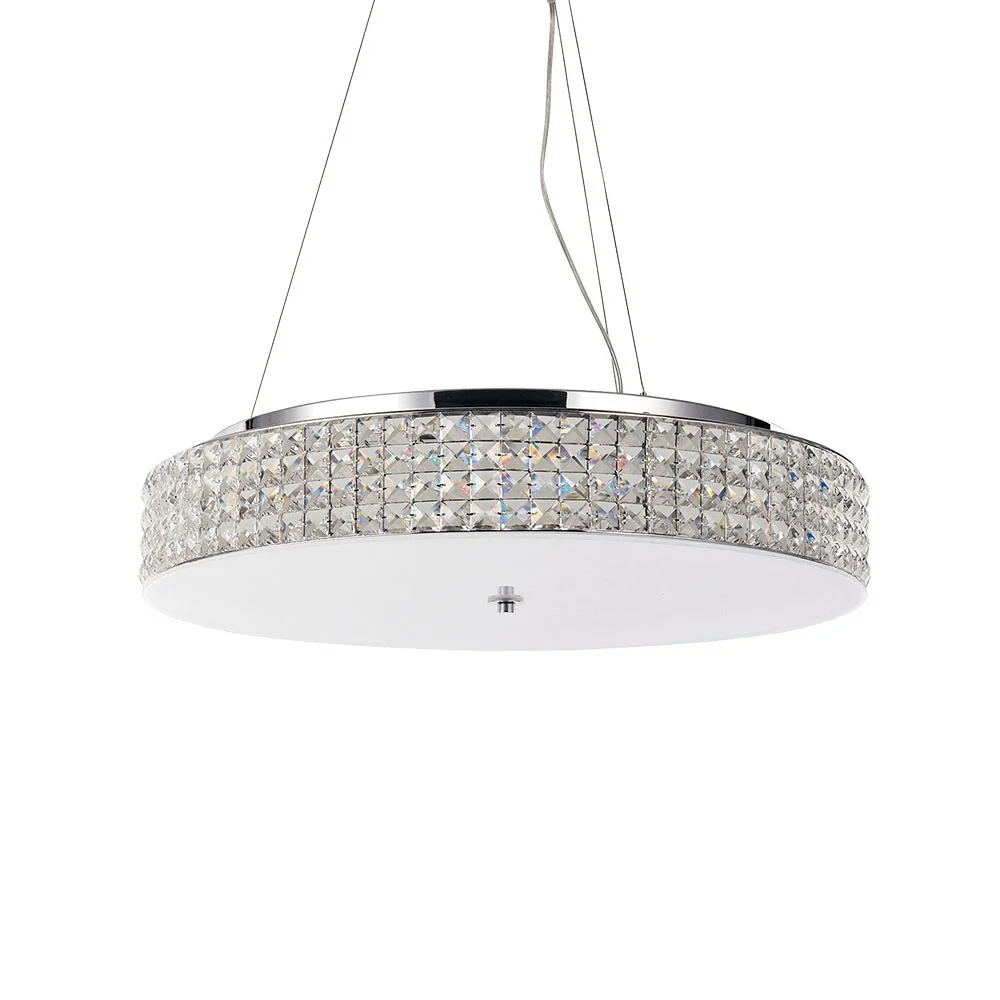 Lampada a sospensione Roma di Ideal Lux realizzata in metallo cromo e diffusore in cristallo