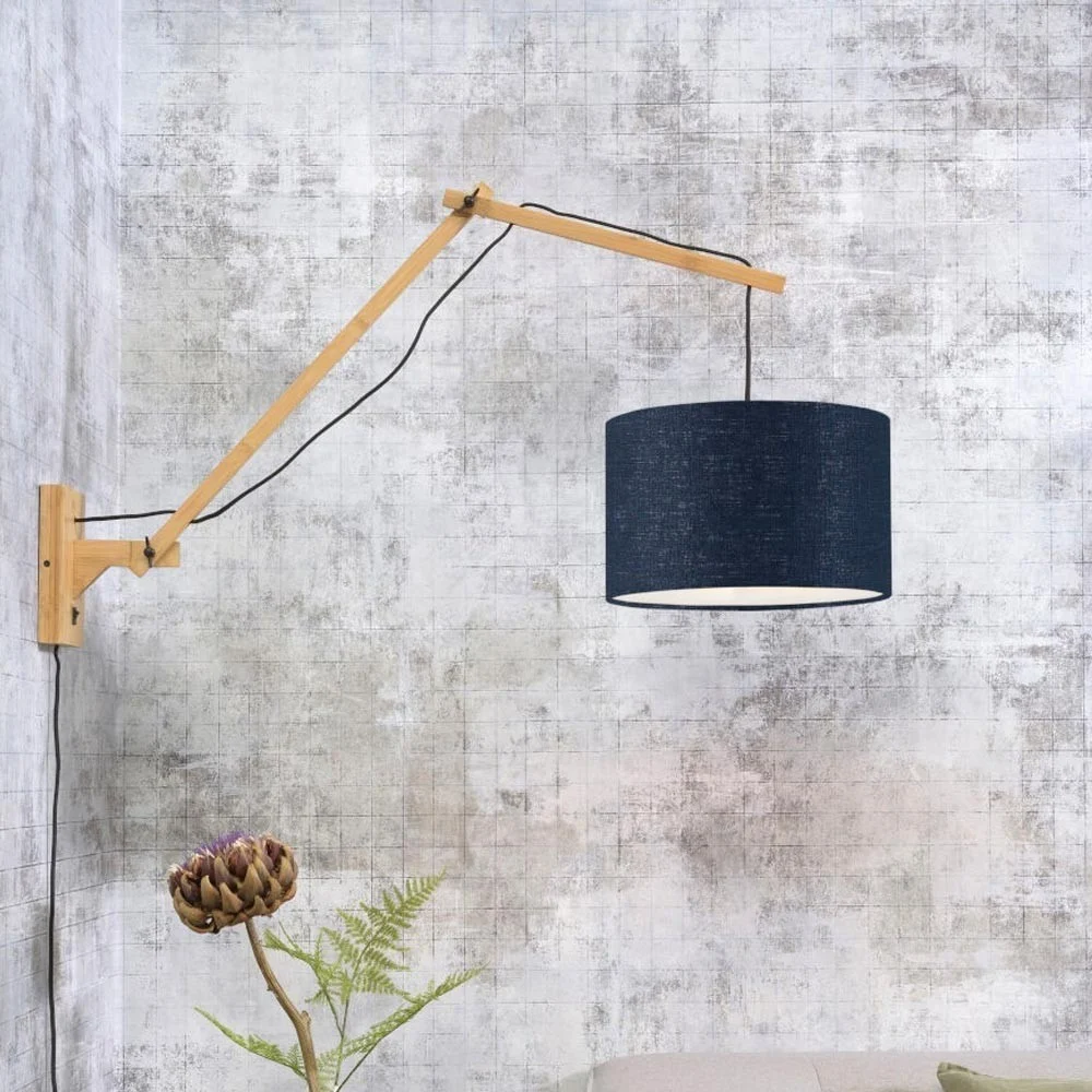 Lampada da parete Andes naturale e blu navy L