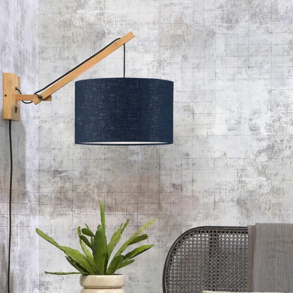 Lampada da parete Andes naturale e blu navy S