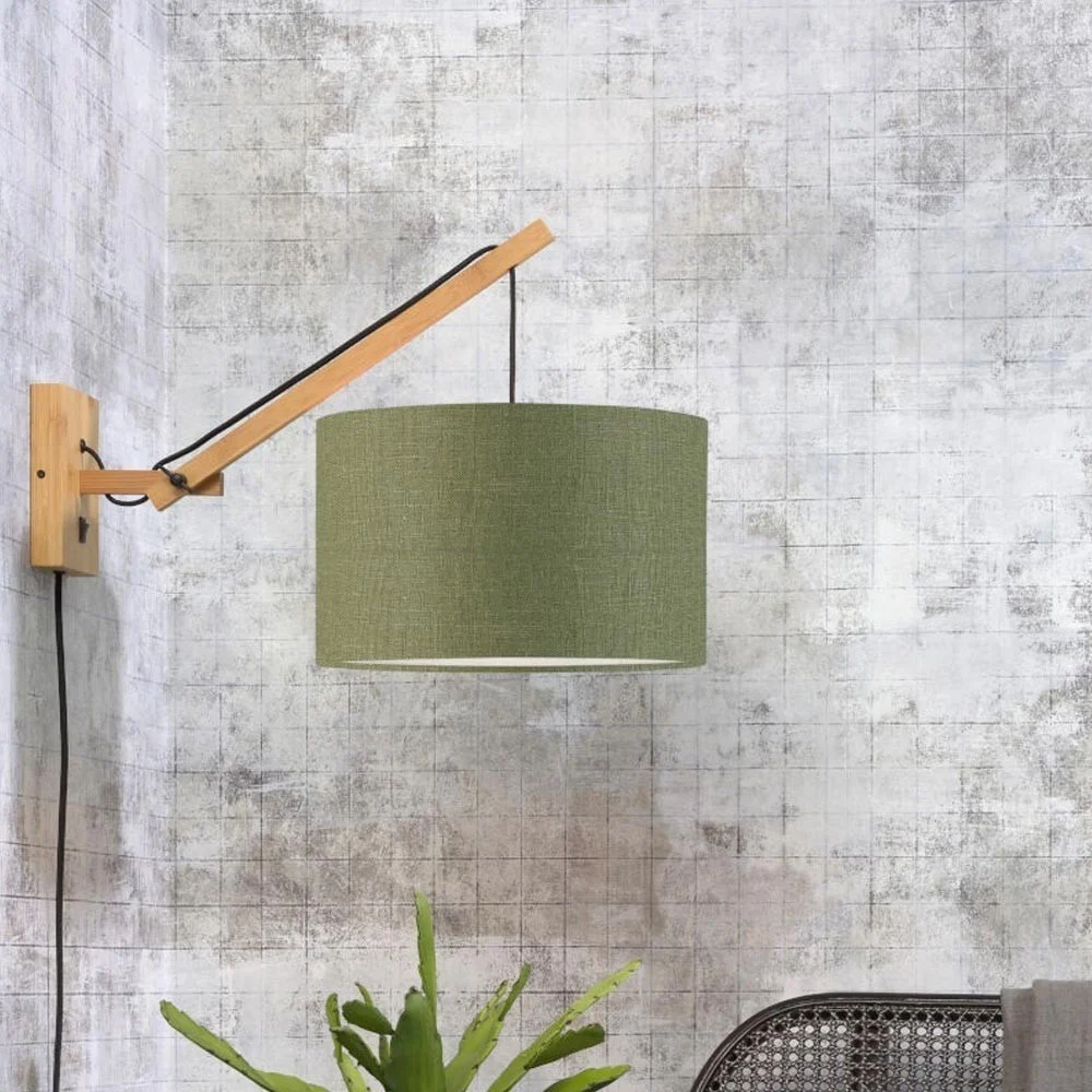 Lampada da parete Andes naturale e verde bosco S