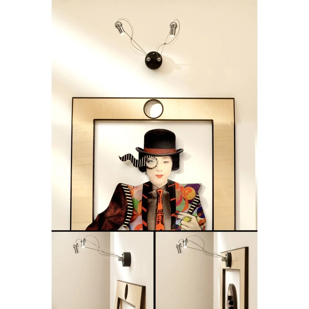 Lampada da parete KOBAI di Lucifero Illuminazione con cornice in legno di betulla e applique a due luci a led