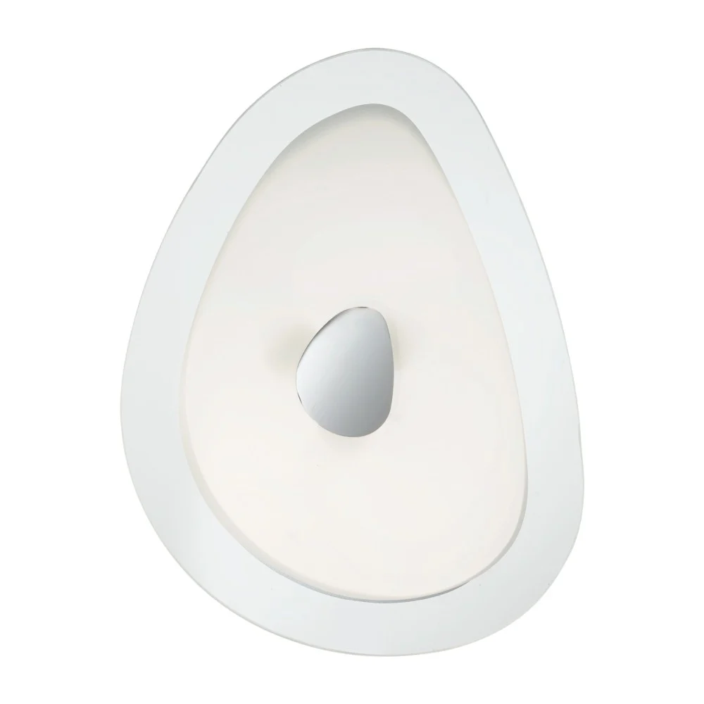 Lampada da parete o soffitto Geko in metallo smaltato bianco con vetro bianco