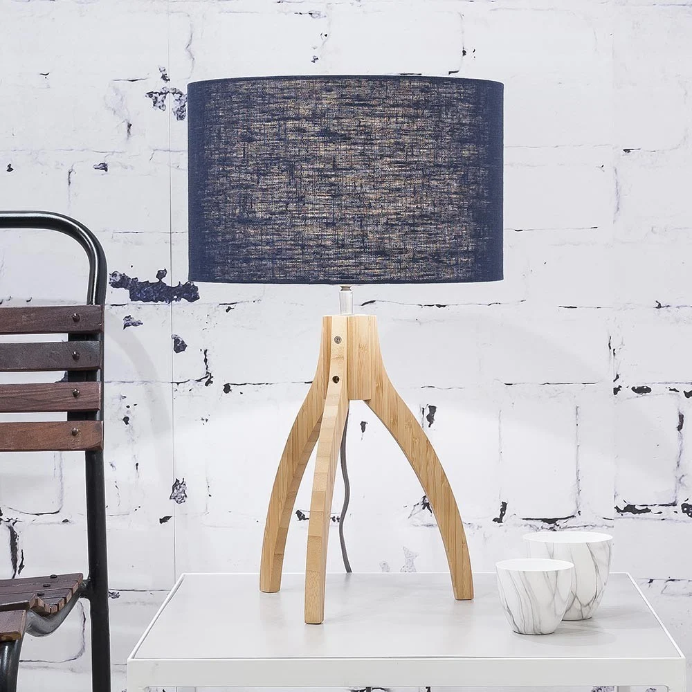 Lampada da tavolo Annapurna in lino blu denim