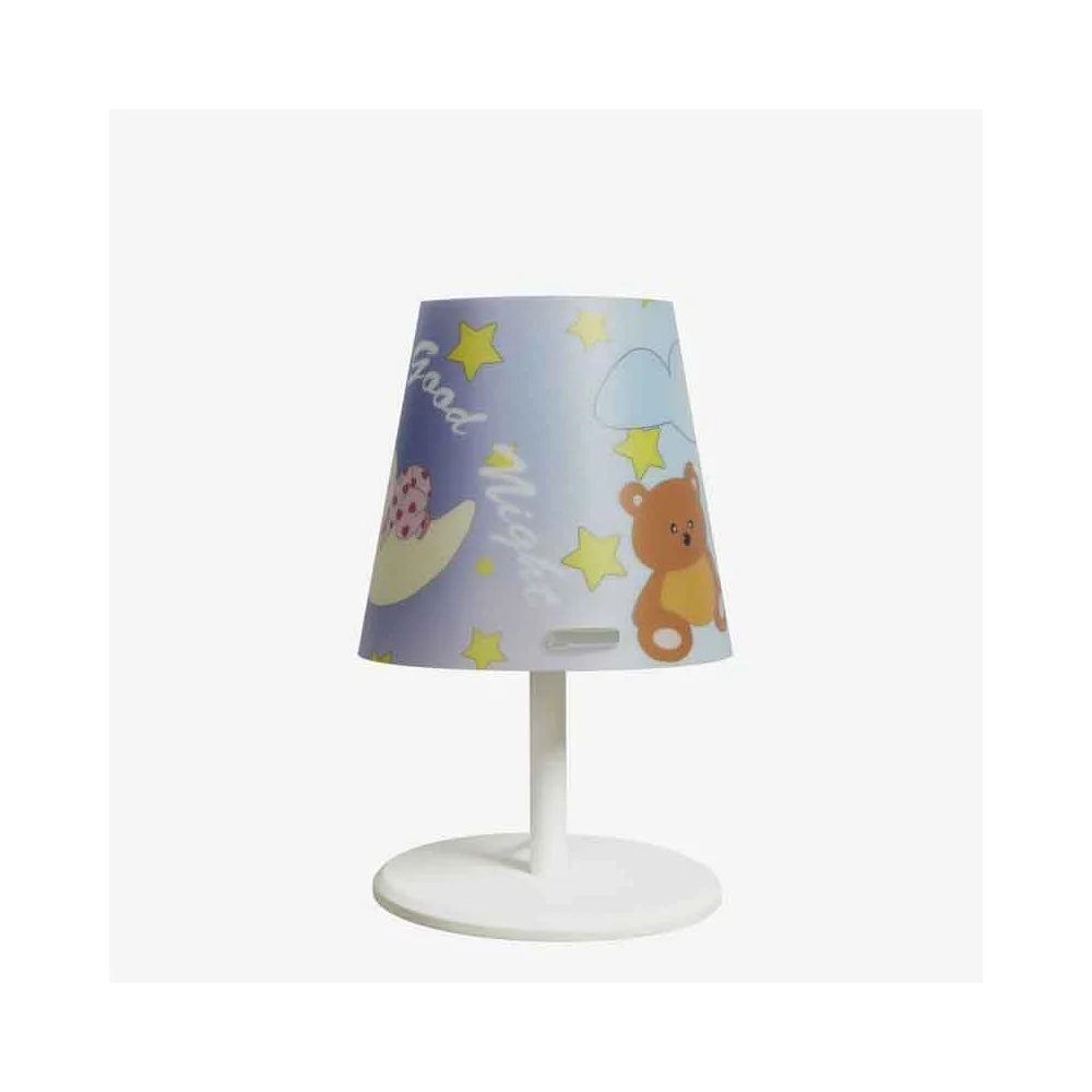 Lampada da tavolo Kone con paralume in sandilex con texture orsacchiottoe basamento in forex