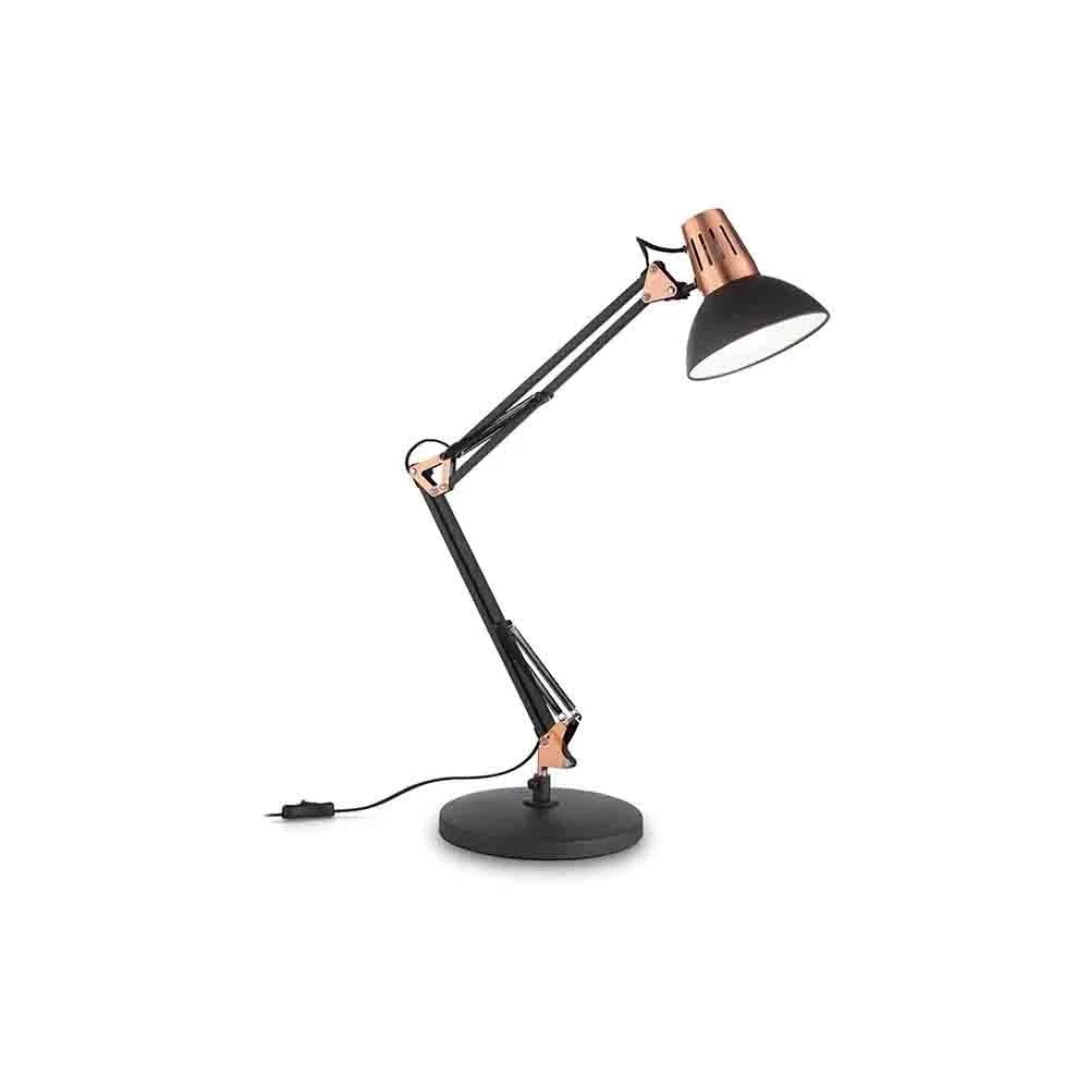 Lampada da Tavolo Wally in metallo con braccio snodato e bilanciato a molle. Diffusore orientabile