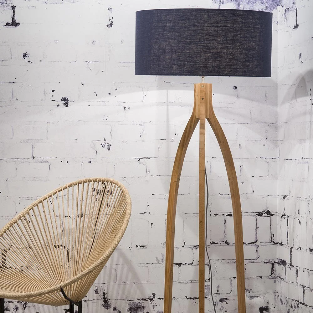 Lampada da terra Annapurna in lino blu