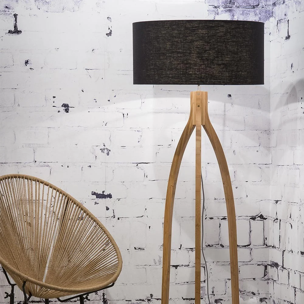 Lampada da terra Annapurna in lino nero
