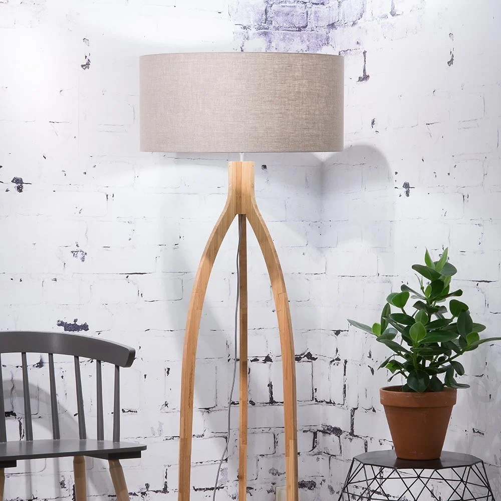 Lampada da terra Annapurna lino scuro