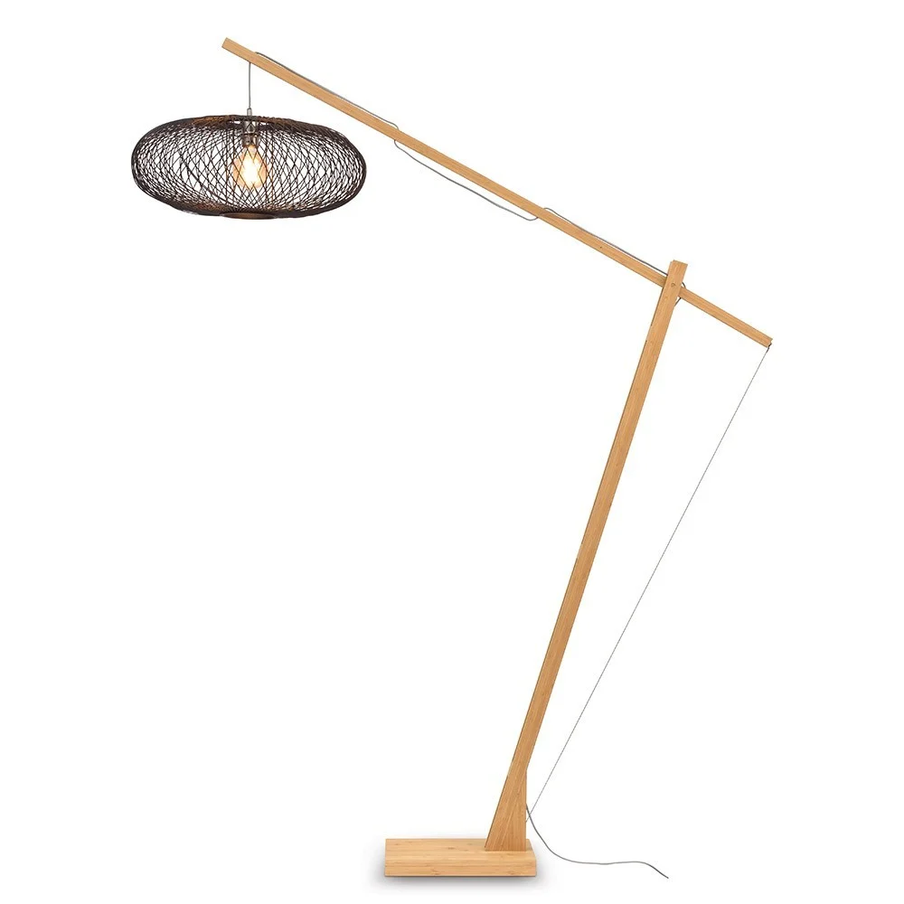 Lampada da terra Cango naturale e nera L