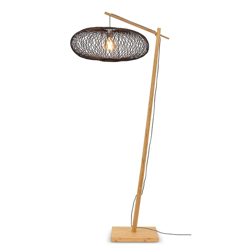 Lampada da terra Cango naturale e nera