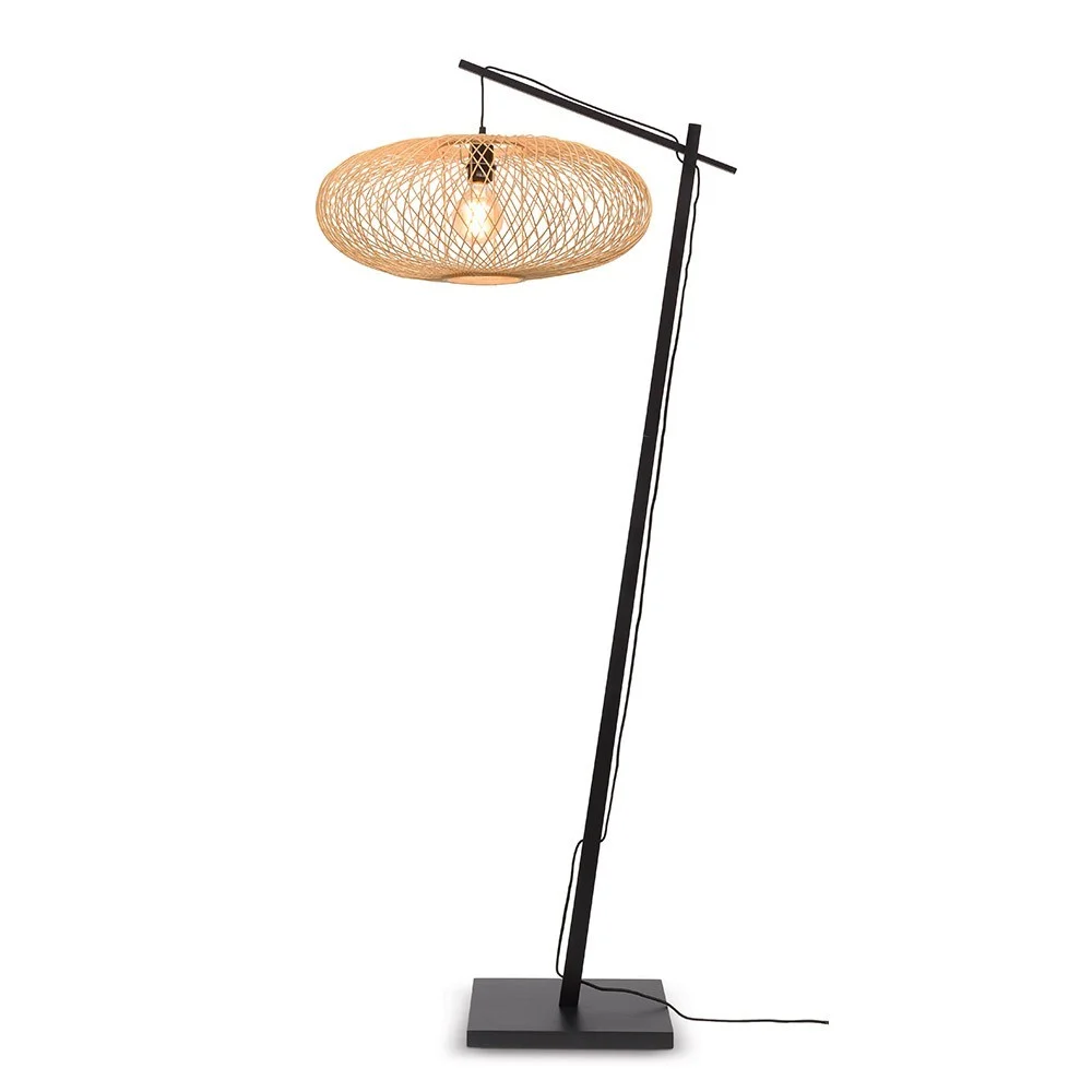 Lampada da terra Cango nera e naturale