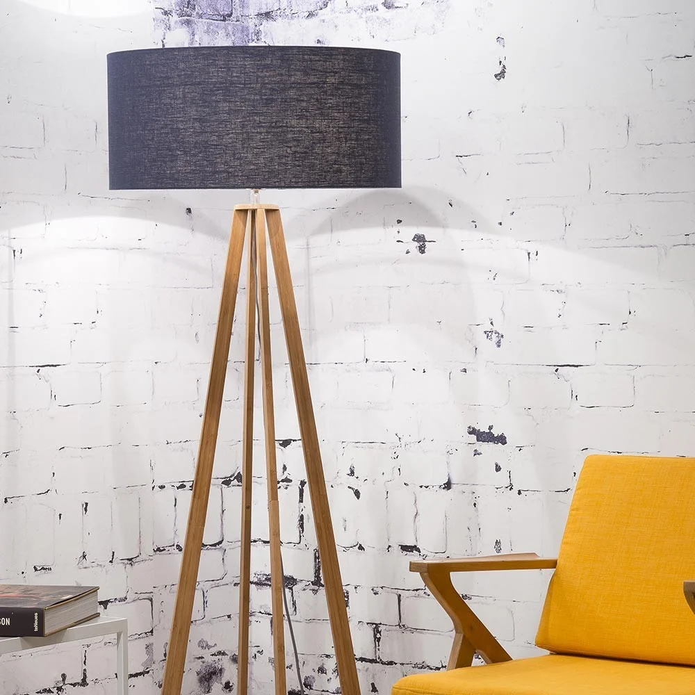 Lampada da terra Everest denim blu lino