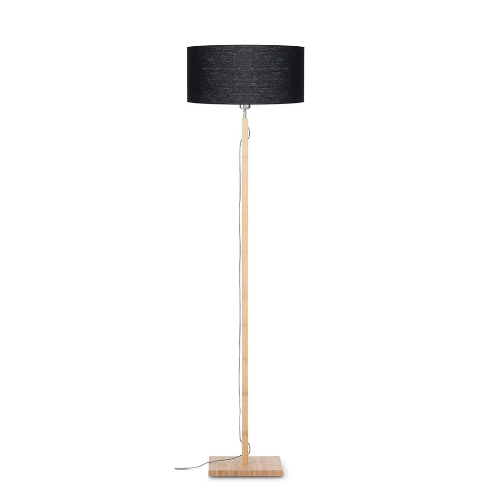 Lampada da terra Fuji naturale e nera