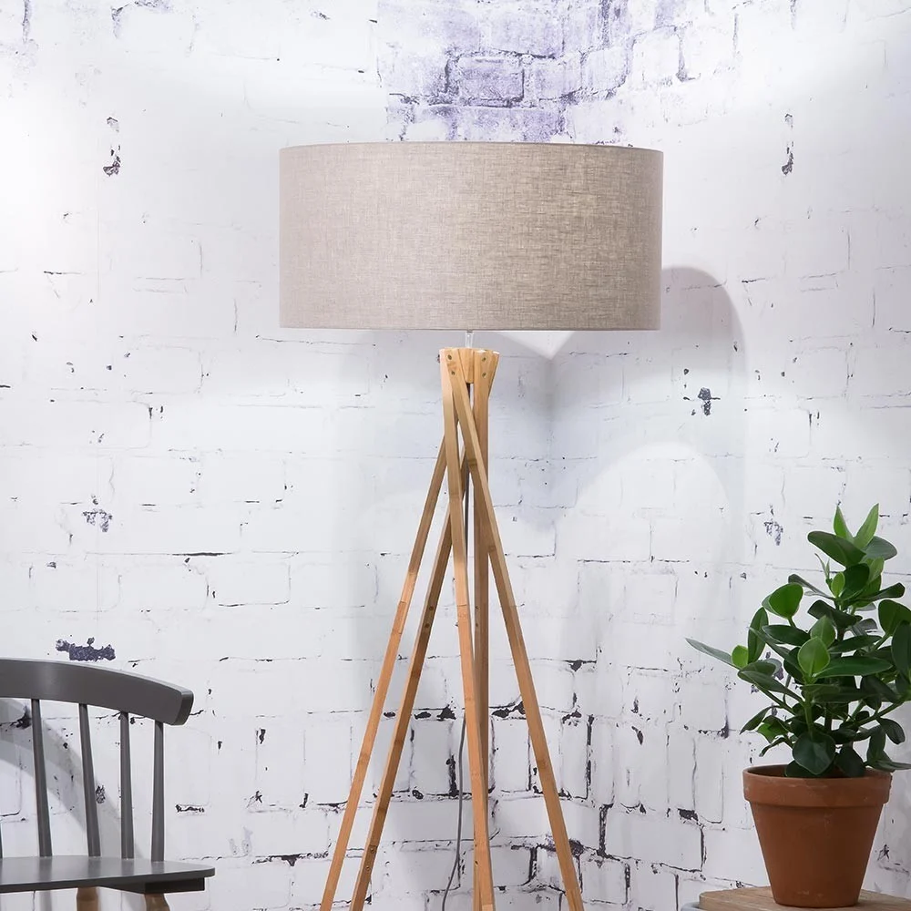 Lampada da terra Kilimanjaro lino scuro