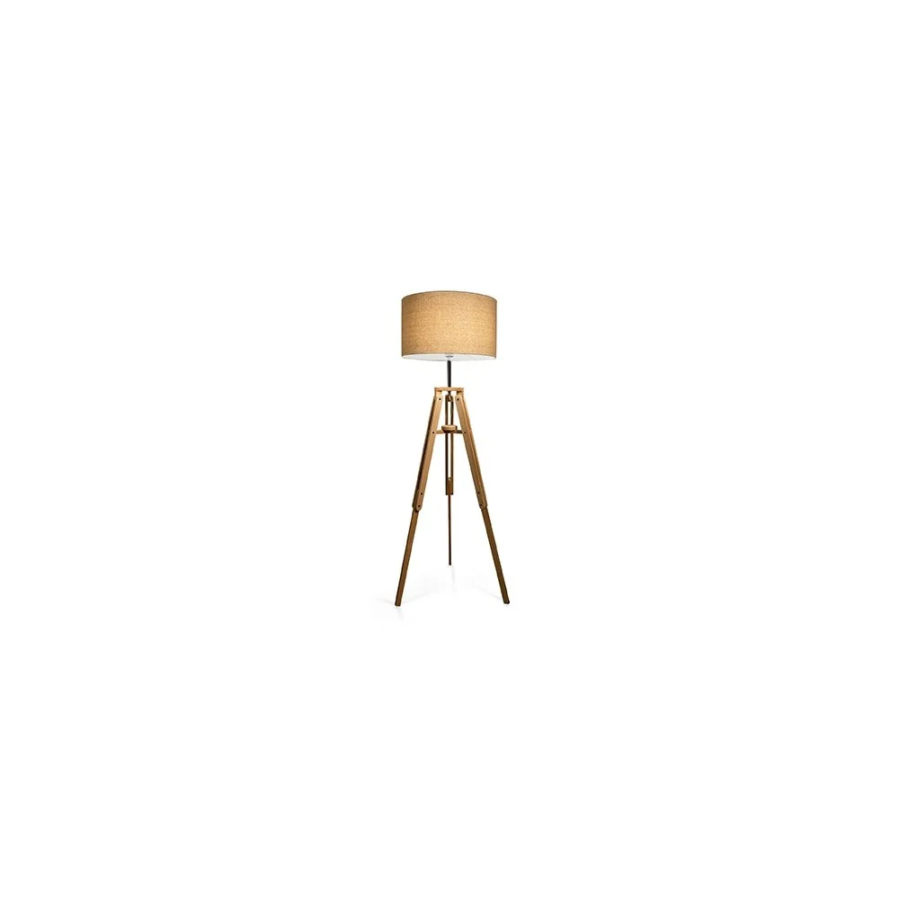 Lampada da Terra Klimt montatura in legno naturale e paralume in pvc rivestito i tessuto