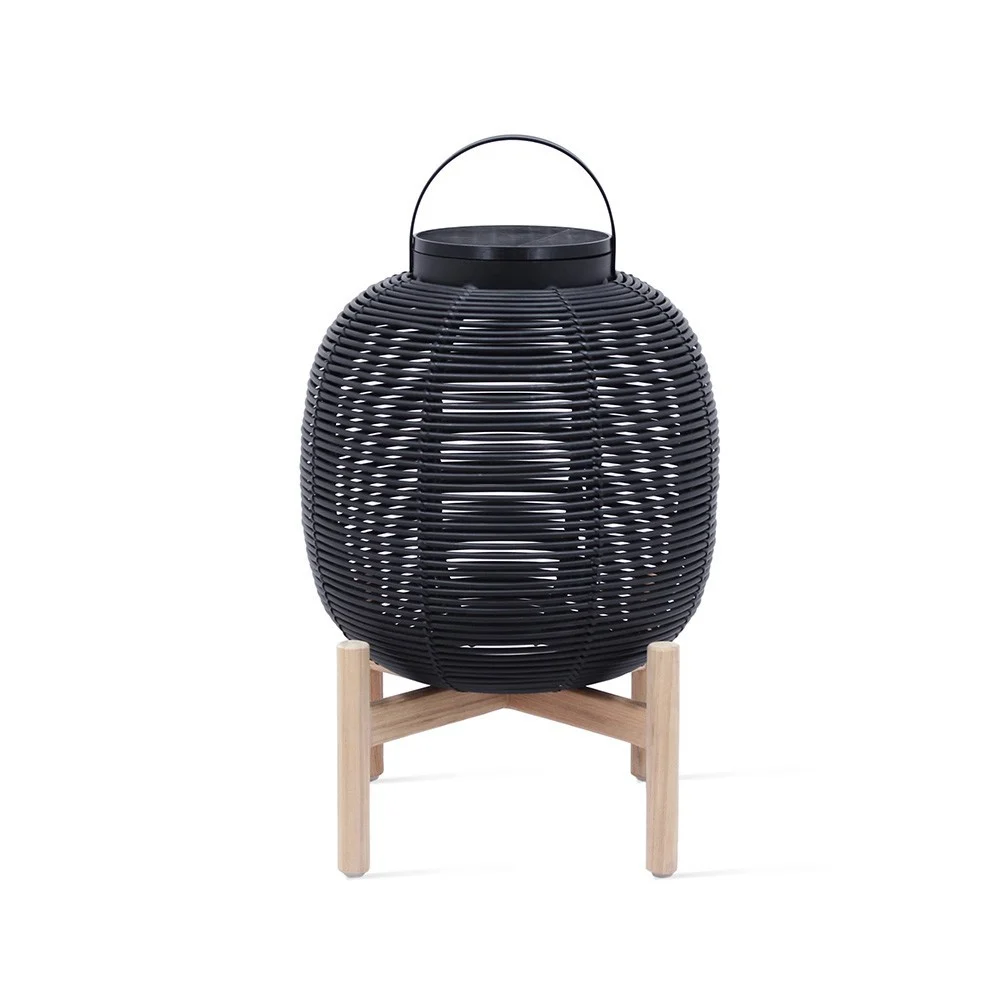 Lanterna Tika nera H59 base in teak