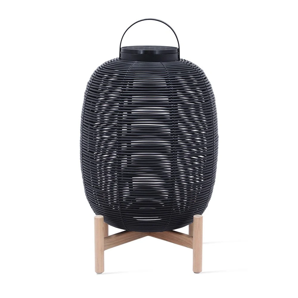 Lanterna Tika nera H69 base in teak
