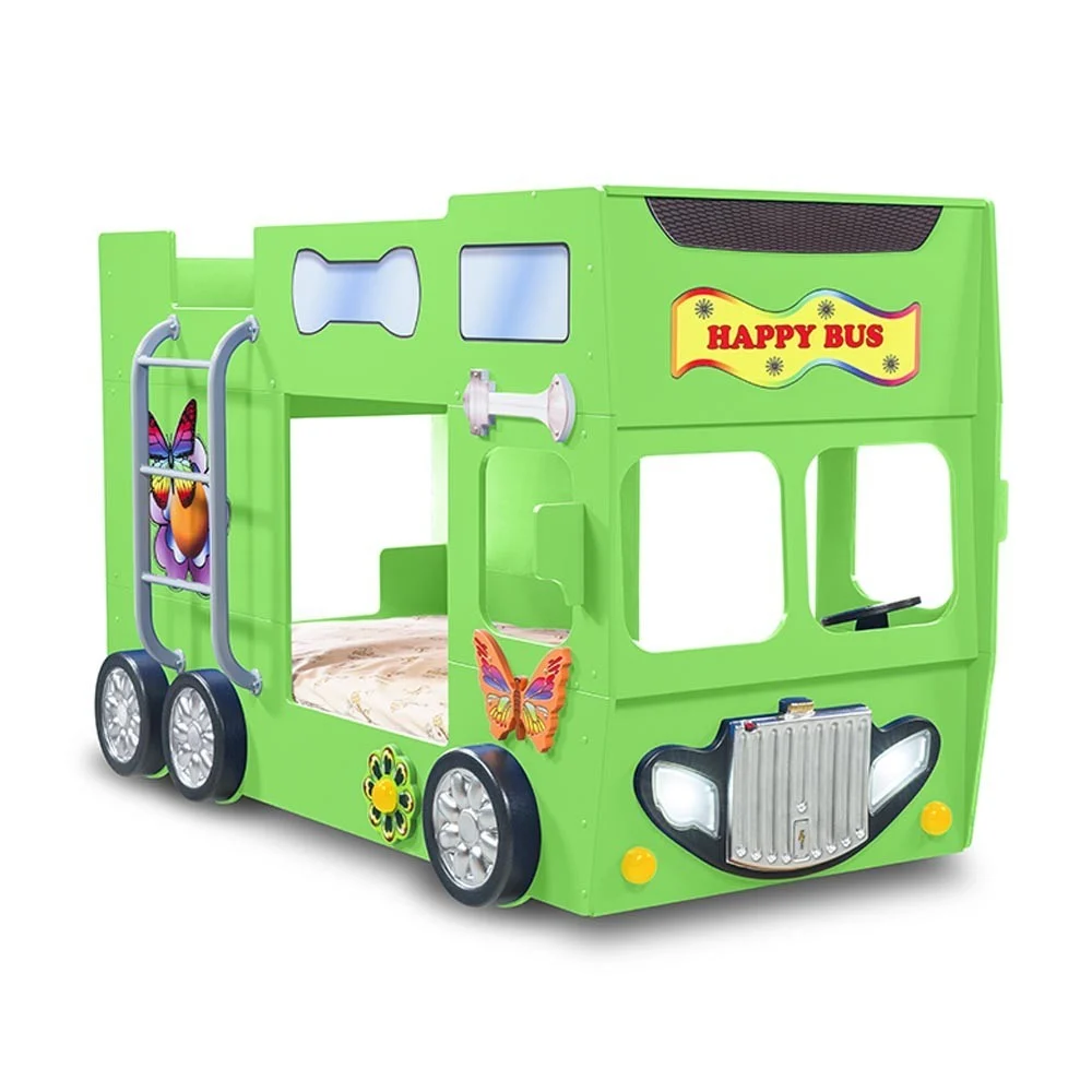 Lettino a castello HAPPY BUS  in mdf con reti e materassi inclusi