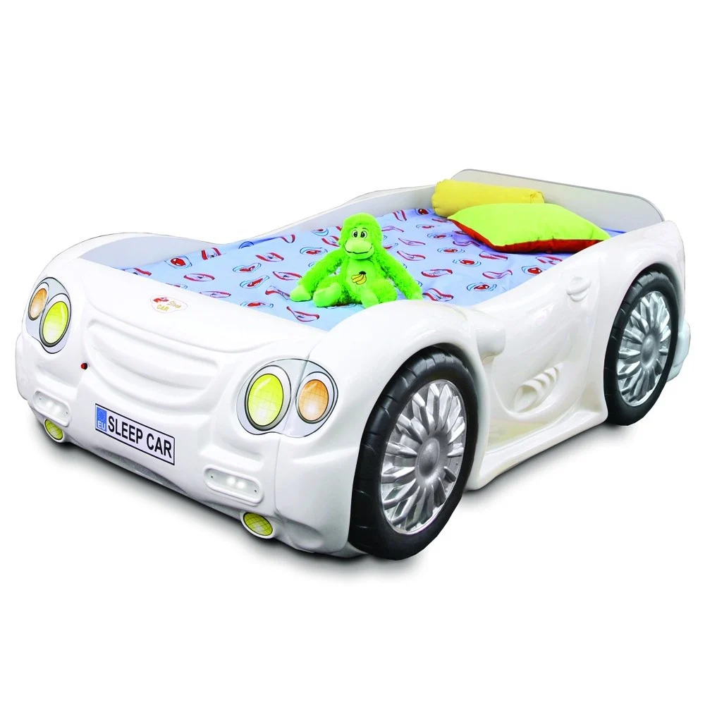 Letto a forma di Automobile per bambini in Abs con rete e materasso inclusi