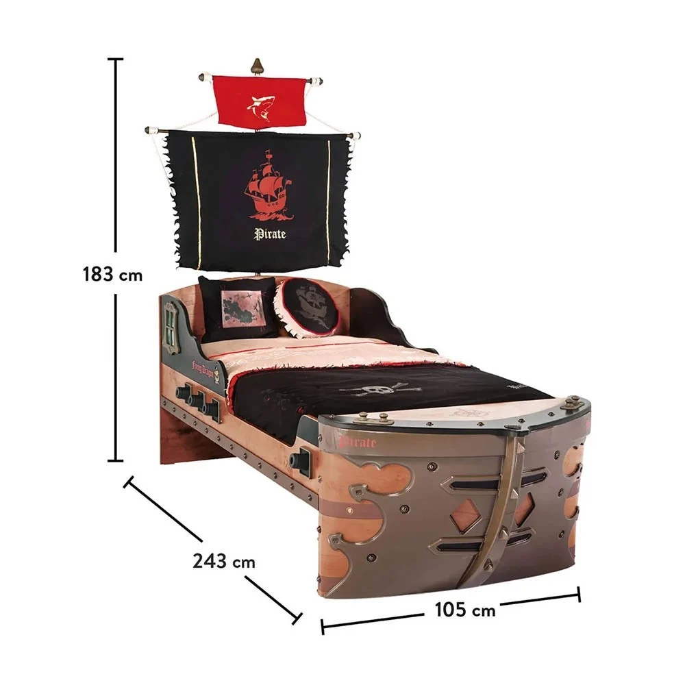 Cilek Lettino Nave Pirata II in Legno Laminato e Abs, con Possibilita di Aggiungere il Cassetto Letto per gli Ospiti
